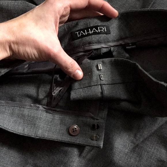 TAHARI HEATHER GRAY 2 PC PANT BLAZER SUIT SET 6 - Picture 14 of 16